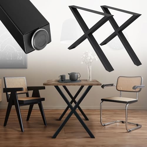 ML-Design 2er Set Tischbeine X-Form 60x72 cm, Schwarz, aus pulverbeschichtetem Stahl, Industriedesign, Metall Tischkufen X-Design, Tischuntergestell Tischgestell Möbelfüße, für Esstisch & Schreibtisch von ML DESIGN modern living