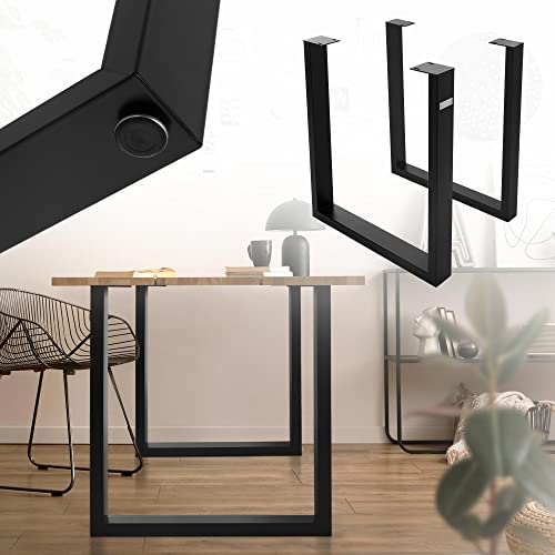 ML-Design 2er Set Tischgestell 70 x 74 cm in U-Form, Metall, Schwarz, Industrial-Design, Verstellbarer Bodenschutz, Kufengestell für Esstische & Schreibtische, Tischbeine Tischkufen für DIY-Projekte von ML DESIGN modern living