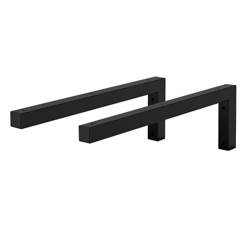 ML-Design 2er Set Wandkonsole Winkel L-Form für Waschtisch, 450x150 mm Schwarz Stahl, Design Waschtischhalterung, Wandhalterung für Waschtischplatte Waschbecken, Konsolenträger Regalträger Regalhalter von ML DESIGN modern living