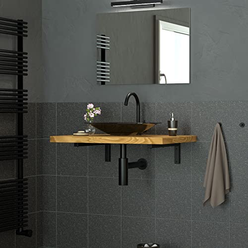 ML-Design 2er Set Wandkonsole Winkel L-Form für Waschtisch, 450x150 mm Schwarz Stahl, Design Waschtischhalterung, Wandhalterung für Waschtischplatte Waschbecken, Konsolenträger Regalträger Regalhalter von ML DESIGN modern living