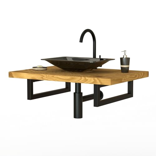 ML-Design 2er Set Wandkonsole für Waschtisch, 500x150 mm, Schwarz, Stahl, Design Waschtischhalterung, Wandhalterung Unterbau für Waschtischplatte, Konsolenträger Regalträger Regalhalter Handtuchhalter von ML DESIGN modern living