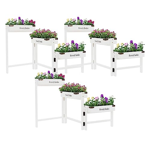 ML-Design 3er Set Blumenständer mit 3 Etagen, Weiß, Holz, 111cm, Blumenkasten 32x16x7cm, zusammenklappbar, Rustikale Kisten, Pflanzenständer Blumenleiter Deko Pflanzenregal Pflanzentreppe Pflanzgefäß von ML DESIGN modern living