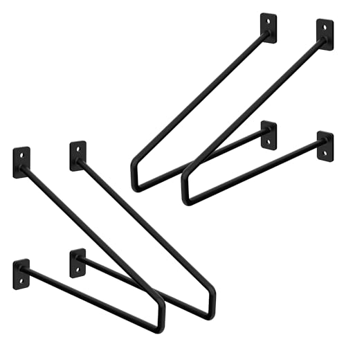 ML-Design 4 Stück Regalhalterung 265 mm, Schwarz, aus Stahl, Haarnadel Regalhalterungen, Schwebe Regalwinkel, Hairpin Wandhalterung, Regalträger für Wandmontage, Industrielles Wandregal, Wandkonsole ML-Design 4 Stück Regalhalterung 265 mm, Schwarz, aus Stahl, Haarnadel Regalhalterungen, Schwebe Regalwinkel, Hairpin Wandhalterung, Regalträger für Wandmontage, Industrielles Wandregal, Wandkonsole von ML DESIGN modern living