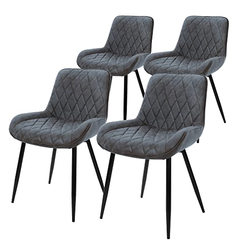 ML-Design 4er Set Esszimmerstühle Esszimmerstuhl mit Rücken- und Armlehnen, Anthrazit, PU-Kunstleder Sitzfläche, Metallbeine, Küchenstühle Küchenstuhl Wohnzimmerstühle Wohnzimmerstuhl Polsterstuhl von ML DESIGN modern living