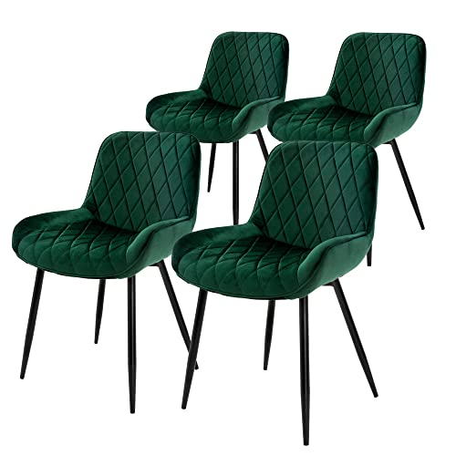 ML-Design 4er Set Esszimmerstühle Esszimmerstuhl mit Rücken- und Armlehnen, Dunkelgrün, Samt Sitzfläche, Metallbeine, Küchenstühle Küchenstuhl Wohnzimmerstühle Wohnzimmerstuhl Polsterstuhl Stühle von ML DESIGN modern living