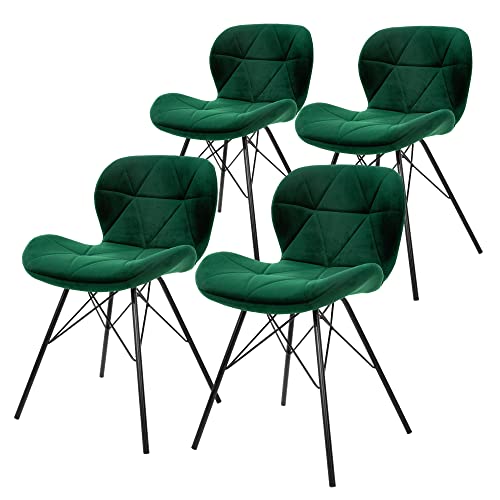 ML-Design 4er Set Esszimmerstühle mit Rückenlehne, Dunkelgrün, Küchenstuhl mit Samtbezug, Polsterstuhl mit Metallbeinen, Ergonomischer Stuhl für Esstisch, Esszimmerstuhl Wohnzimmerstuhl Küchenstühle von ML DESIGN modern living