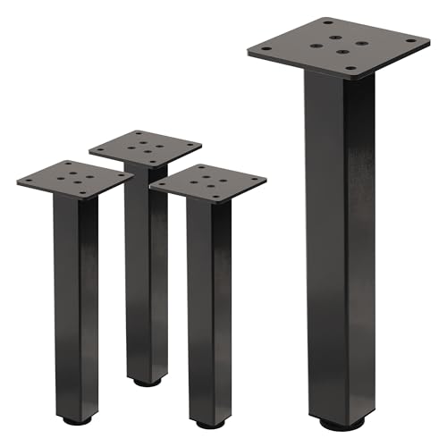 ML-Design 4er Set Tischbeine I-Design 30 cm, Dunkelgrau, Optik Industrial, Stahl pulverbeschichtet, eckig, Profil 4x4cm, Höhenverstellbare Möbelfüße 1-4 cm, Möbelbeine für Couchtische Bänke Sideboards von ML DESIGN modern living