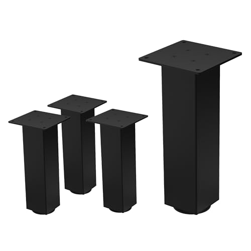 ML-Design 4er Set Tischbeine I-Design 30 cm, Schwarz glänzend, aus pulverbeschichtetem Stahl, eckig, Profil 8x8 cm, Höhenverstellbare Möbelfüße 1-4 cm, Möbelbeine für Couchtische, Bänke, Sideboards von ML DESIGN modern living