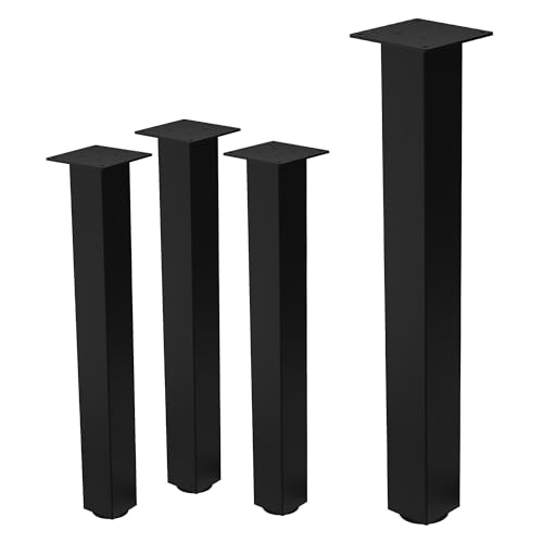 ML-Design 4er Set Tischbeine I-Design 72 cm, Schwarz glänzend, aus pulverbeschichtetem Stahl, eckig, Profil 8x8 cm, Höhenverstellbare Möbelfüße 1-4cm, Möbelbeine für Esstisch Schreibtisch Arbeitstisch von ML DESIGN modern living