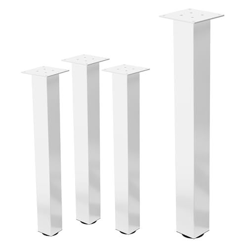 ML-Design 4er Set Tischbeine I-Design 72 cm, Weiß glänzend, aus pulverbeschichtetem Stahl, eckig, Profil 8x8 cm, Höhenverstellbare Möbelfüße 1-4cm, Möbelbeine für Esstisch Schreibtisch Arbeitstisch von ML DESIGN modern living