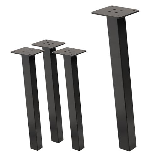 ML-Design 4er Set Tischbeine schräg 42 cm, Dunkelgrau Optik Industrial, aus pulverbeschichtetem Stahl, Profil 4x4cm, I-Form, Möbelfüße Metall 96° Neigung, Tischfüße Möbelbeine für Couchtisch, Sitzbank von ML DESIGN modern living