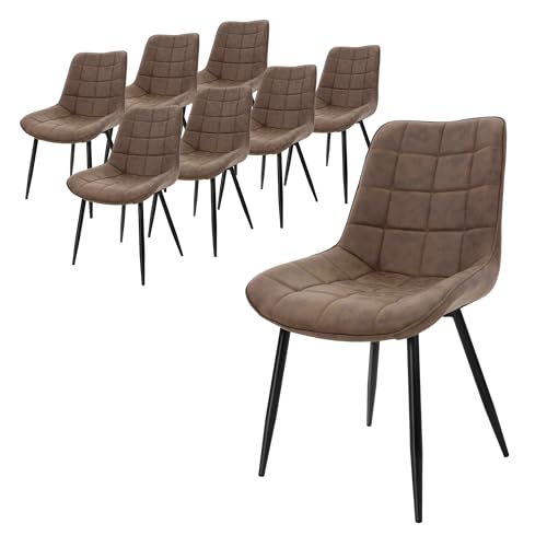 ML-Design 8er Set Esszimmerstühle mit Rückenlehne, Braun, Küchenstuhl mit Kunstlederbezug, Polsterstuhl mit Metallbeinen, Ergonomischer Esstischstuhl, Esszimmerstuhl Wohnzimmerstuhl Küchenstühle von ML DESIGN modern living