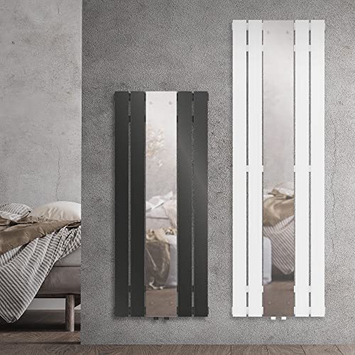 ML-Design Badheizkörper Mirror Flach 1600x450 mm Anthrazit mit Spiegel, Design Paneelheizkörper Mittelanschluss Heizung, Flachheizkörper Vertikal Einlagig, Bad & Wohnraum-Heizkörper, inkl. Montage-Set von ML DESIGN modern living