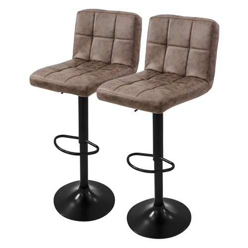 ML-Design Barhocker 2er Set, Bezug aus Kunstleder, Braun, Gepolsterter Barstuhl mit Rückenlehne und Fußstütze, Tresenhocker höhenverstellbar, 360° drehbar, Bistrohocker Hocker Drehstuhl Barstühle ML-Design Barhocker 2er Set, Bezug aus Kunstleder, Braun, Gepolsterter Barstuhl mit Rückenlehne und Fußstütze, Tresenhocker höhenverstellbar, 360° drehbar, Bistrohocker Hocker Drehstuhl Barstühle von ML DESIGN modern living