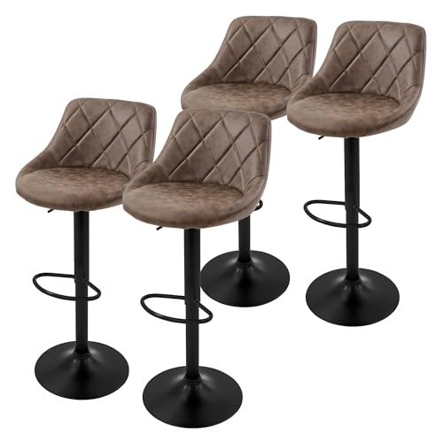 ML-Design Barhocker 4er Set, Bezug aus Kunstleder, Braun, Gepolsterter Barstuhl mit Rückenlehne und Fußstütze, Tresenhocker höhenverstellbar, 360° drehbar, Bistrohocker Hocker Drehstuhl Barstühle ML-Design Barhocker 4er Set, Bezug aus Kunstleder, Braun, Gepolsterter Barstuhl mit Rückenlehne und Fußstütze, Tresenhocker höhenverstellbar, 360° drehbar, Bistrohocker Hocker Drehstuhl Barstühle von ML DESIGN modern living