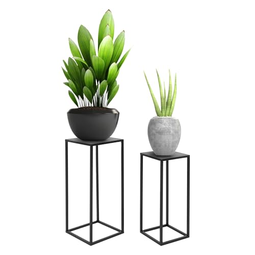 ML-Design Blumenständer im 2er Set, Schwarz, 20x60x20/30x70x30 cm, Moderne Blumentopfständer, Wetterfeste und robuste Pflanzenständer aus Metall, Blumentopfhalter 2-TLG, Blumenhocker Pflanztopf Deko von ML DESIGN modern living