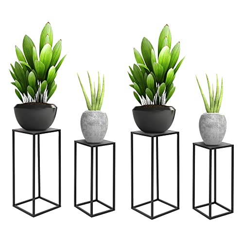 ML-Design Blumenständer im 4er Set, Schwarz, 20x60x20/30x70x30 cm, Moderne Blumentopfständer, Wetterfeste und robuste Pflanzenständer aus Metall, Blumentopfhalter 4-TLG, Blumenhocker Pflanztopf Deko von ML DESIGN modern living