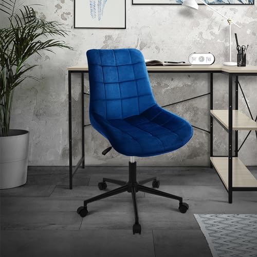 ML-Design Bürostuhl, Blau, Sitzfläche aus Samt, Metallgestell, Polsterstuhl mit Rückenlehne, höhenverstellbar, 360° Drehstuhl mit 5 Rollen, Ergonomischer Schreibtischstuhl für Home Office & Büro von ML DESIGN modern living