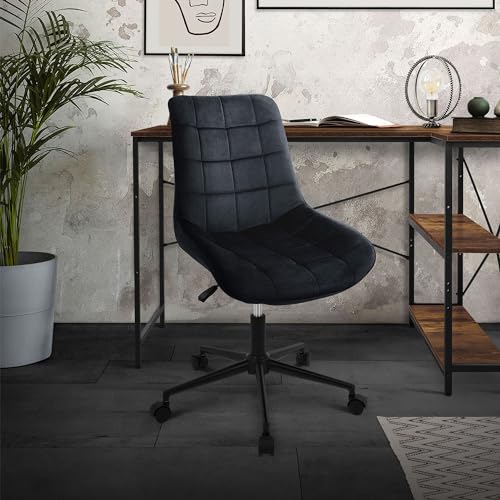 ML-Design Bürostuhl, Schwarz, Sitzfläche aus Samt, Metallgestell, Polsterstuhl mit Rückenlehne, höhenverstellbar, 360° Drehstuhl mit 5 Rollen, Ergonomischer Schreibtischstuhl für Home Office & Büro von ML DESIGN modern living