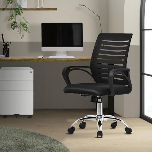 ML-Design Bürostuhl ergonomisch, Schwarz, Höhenverstellbarer Schreibtischstuhl mit Armlehnen, Computerstuhl mit atmungsaktiver Netzbespannung, Wippfunktion, 360° Drehstuhl mit Rollen, Gaming Stuhl von ML DESIGN modern living