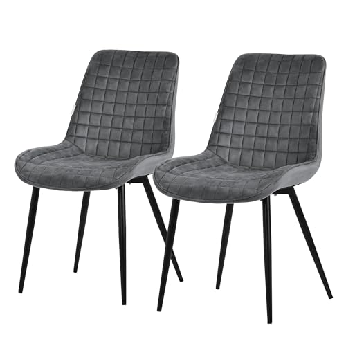 ML-Design Esszimmerstühle 2er Set, Anthrazit, Sitzfläche aus Samt mit schwarzen Metallbeinen, Küchenstühle mit Rückenlehne, Wohnzimmerstühle, Polsterstühle für Esszimmer Küche Büro, Gepolsterte Sessel von ML DESIGN modern living