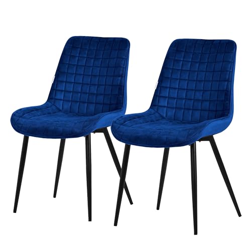 ML-Design Esszimmerstühle 2er Set Dunkelblau, Sitzfläche aus Samt mit schwarzen Metallbeinen, Küchenstühle mit Rückenlehne, Wohnzimmerstühle, Polsterstühle für Esszimmer Küche Büro, Gepolsterte Sessel ML-Design Esszimmerstühle 2er Set Dunkelblau, Sitzfläche aus Samt mit schwarzen Metallbeinen, Küchenstühle mit Rückenlehne, Wohnzimmerstühle, Polsterstühle für Esszimmer Küche Büro, Gepolsterte Sessel von ML DESIGN modern living