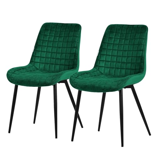 ML-Design Esszimmerstühle 2er Set Dunkelgrün, Sitzfläche aus Samt mit schwarzen Metallbeinen, Küchenstühle mit Rückenlehne, Wohnzimmerstühle, Polsterstühle für Esszimmer Küche Büro, Gepolsterte Sessel ML-Design Esszimmerstühle 2er Set Dunkelgrün, Sitzfläche aus Samt mit schwarzen Metallbeinen, Küchenstühle mit Rückenlehne, Wohnzimmerstühle, Polsterstühle für Esszimmer Küche Büro, Gepolsterte Sessel von ML DESIGN modern living
