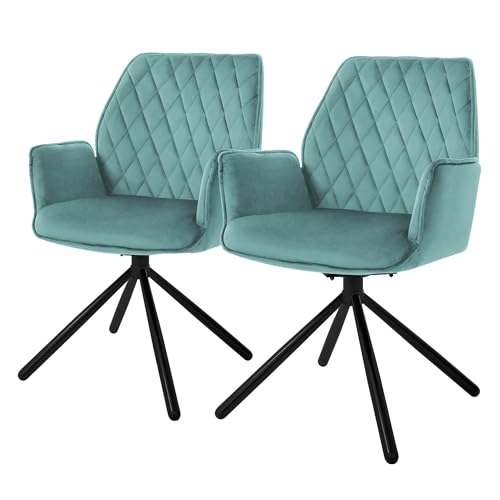ML-Design Esszimmerstühle 2er Set Samt Salbei, Wohnzimmerstuhl mit Arm- und Rückenlehne, Drehstuhl Auto-Position, Polsterstuhl mit Metallbeine, Ergonomische Sessel drehbar, Küchenstuhl Loungesessel ML-Design Esszimmerstühle 2er Set Samt Salbei, Wohnzimmerstuhl mit Arm- und Rückenlehne, Drehstuhl Auto-Position, Polsterstuhl mit Metallbeine, Ergonomische Sessel drehbar, Küchenstuhl Loungesessel von ML DESIGN modern living