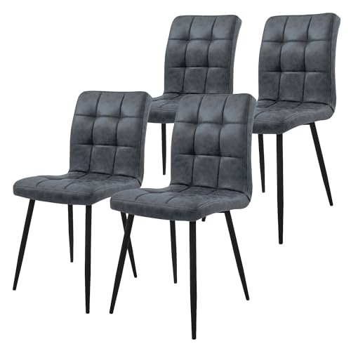 ML-Design Esszimmerstühle 4er Set, Anthrazit, Küchenstuhl aus Kunstleder, Wohnzimmerstuhl mit Rückenlehne, Polsterstuhl mit Metallbeinen, Ergonomischer Stuhl für Esstisch, Esszimmerstuhl Küchenstühle von ML DESIGN modern living