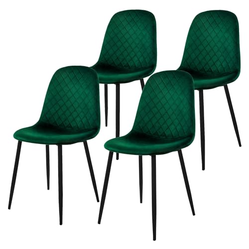 ML-Design Esszimmerstühle 4er Set, Dunkelgrün, Küchenstuhl mit Samtbezug, Wohnzimmerstuhl mit Rückenlehne, Polsterstuhl mit Metallbeinen, Ergonomischer Stuhl für Esstisch, Esszimmerstuhl Scandinavian von ML DESIGN modern living