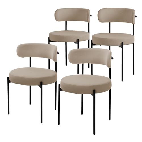 ML-Design Esszimmerstühle 4er Set, Küchenstuhl aus Teddystoff Braun, Wohnzimmerstuhl mit Rückenlehne, Polsterstühle mit schwarzen Metallbeinen, Loungesessel ergonomisch, Stuhl für Esszimmer/Wohnzimmer von ML DESIGN modern living