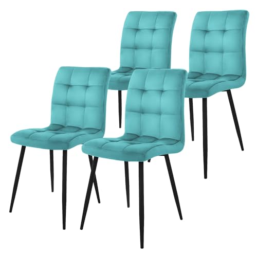 ML-Design Esszimmerstühle 4er Set, Petrol, Küchenstuhl mit Samtbezug, Wohnzimmerstuhl mit Rückenlehne, Polsterstuhl mit Metallbeinen, Ergonomischer Stuhl für Esstisch, Esszimmerstuhl Küchenstühle von ML DESIGN modern living