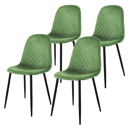 ML-Design Esszimmerstühle 4er Set, Salbei, Küchenstuhl mit Samtbezug, Wohnzimmerstuhl mit Rückenlehne, Polsterstuhl mit Metallbeinen, Ergonomischer Stuhl für Esstisch, Esszimmerstuhl Scandinavian von ML DESIGN modern living