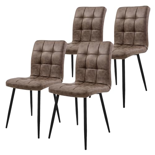 ML-Design Esszimmerstühle 4er Set Braun, Küchenstuhl mit Kunstleder Bezug, Wohnzimmerstuhl mit Rückenlehne, Polsterstuhl mit Metallbeinen, Ergonomischer Stuhl für Esstisch, Esszimmerstuhl Küchenstühle von ML DESIGN modern living