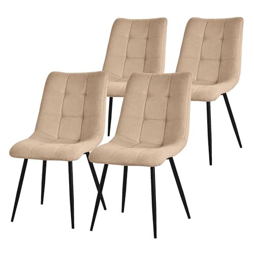 ML-Design Esszimmerstühle 4er Set Hellbraun, Wohnzimmerstühle mit Stoffbezug, schwarze Metallbeinen, Küchenstühle mit Rückenlehne, Polsterstühle für Esszimmer Wohnzimmer Küche Büro, Gepolsterte Sessel ML-Design Esszimmerstühle 4er Set Hellbraun, Wohnzimmerstühle mit Stoffbezug, schwarze Metallbeinen, Küchenstühle mit Rückenlehne, Polsterstühle für Esszimmer Wohnzimmer Küche Büro, Gepolsterte Sessel von ML DESIGN modern living