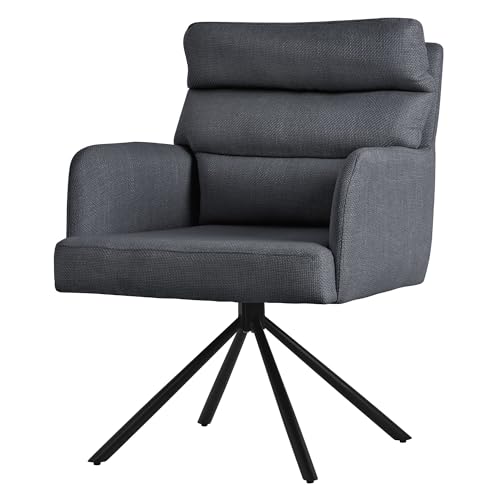ML-Design Esszimmerstuhl drehbar Anthrazit, Wohnzimmerstuhl mit Armlehne & Rückenlehne, Drehstuhl Auto-Position, Polsterstuhl mit Polyesterbezug & abnehmbares Rückenkissen, Küchenstuhl mit Metallbeine von ML DESIGN modern living