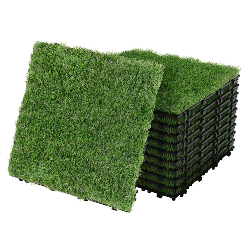 ML-Design Kunstrasen Fliesen 30x30 cm/44 Stück=4m², Bodenbelag mit Klicksystem und Drainage, UV-Beständig, Kunststoffrasen Künstlicher Rasen Klickfliesen, Rasenfliesen für Balkon, Garten und Terrasse von ML DESIGN modern living