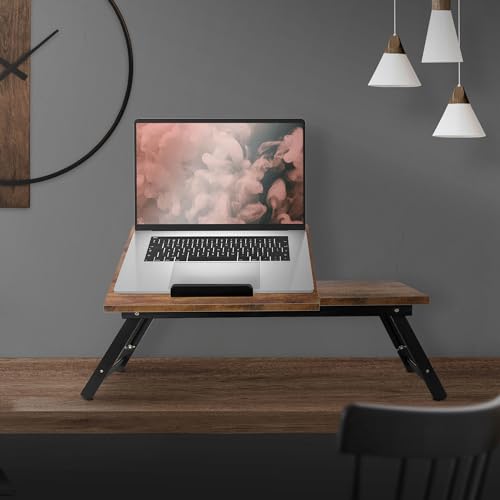 ML-Design Laptoptisch fürs Bett/Sofa, Vintage Braun, Holz, höhenverstellbar, klappbar, 4 Neigungswinkel, Lapdesks für Lesen & Frühstück, Laptopständer mit Schublade, Notebooktisch Betttisch Knietisch von ML DESIGN modern living