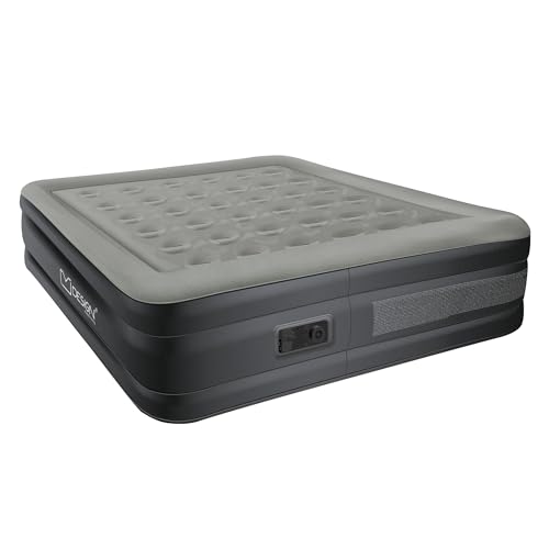 ML-Design Luftmatratze 2 Personen 203x157x47 cm Grau, TÜV Zertifiziert, Luftbett selbstaufblasend mit elektrischer Luftpumpe 230V, Aufblasbare Matratze für Camping, Gästebett Doppelbett + Tragebeutel von ML DESIGN modern living