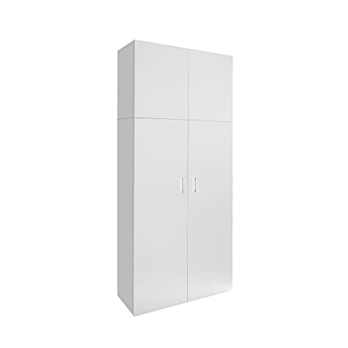 ML-Design Mehrzweckschrank mit 2 Türen und 8 Fächern, Holz, Weiß, 80x182,4x37 cm, hoch, modern, Allzweckschrank Putzschrank Staubsaugerschrank Besenschrank Haushaltsschrank Badezimmerschrank Universal von ML DESIGN modern living