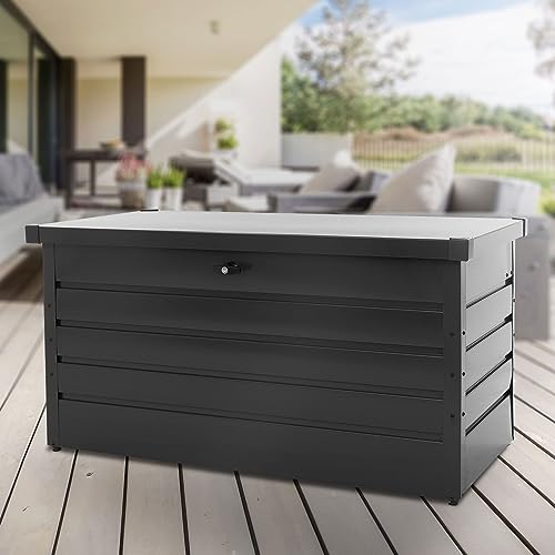 ML-Design Metall Auflagenbox 350 Liter, 120x56,5x63 cm, Anthrazit, wasserdicht, abschließbar inkl. 2 Schlüssel, Gasdruckfeder, Outdoor Kissenbox Garten Aufbewahrungsbox Gartentruhe Gartenbox Gerätebox von ML DESIGN modern living