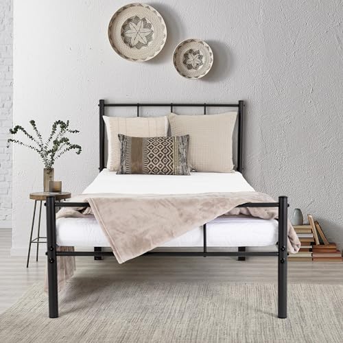 ML-Design Metallbett 90x200 cm auf Stahlrahmen mit Kopfteil und Lattenrost, Schwarz, robuste Metall Bettgestell, leichte Montage, Bett für Schlafzimmer der Kinder, Jugendliche, Erwachsene, Gästebett von ML DESIGN modern living