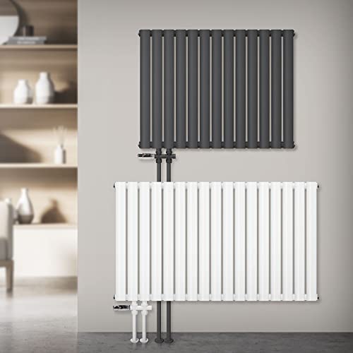 ML-Design Paneelheizkörper 600x1020 mm Anthrazit Einlagig, Badheizkörper Horizontal, Ovale Röhren, mit Bodenanschlussgarnitur Durchgangsform Multiblock mit Thermostat, Designheizkörper Seitenanschluss von ML DESIGN modern living