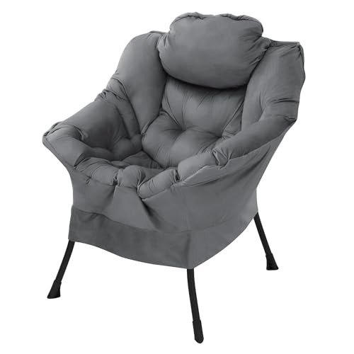 ML-Design Relaxsessel Anthrazit, Wohnzimmersessel mit Armlehnen & Seitentasche, Fernsehsessel Kopfkissen, Loungesessel mit Stahlrahmen & schwarzen Beine, Ohrensessel ergonomisch, Lesesessel gepolstert von ML DESIGN modern living