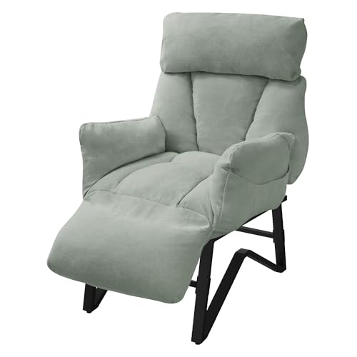 ML-Design Relaxsessel Grau-Grün, Sessel Wohnzimmer Leinenbezug, Fernsehsessel verstellbar mit Armlehnen, Fußstütze, Seitentaschen, Loungesessel gepolstert Ohrensessel Liegesessel Lesesessel Ruhesessel von ML DESIGN modern living