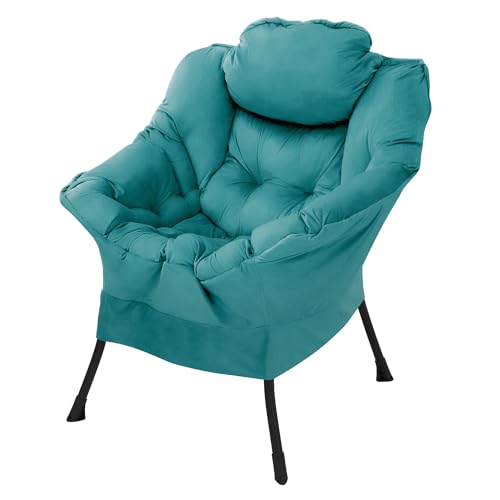 ML-Design Relaxsessel Petrol, Wohnzimmersessel mit Armlehnen & Seitentasche, Fernsehsessel mit Kopfkissen, Loungesessel mit Stahlrahmen, schwarzen Beine, Ohrensessel ergonomisch, Lesesessel von ML DESIGN modern living