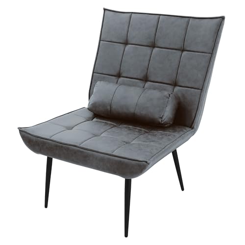 ML-Design Sessel Anthrazit, Moderner Relaxsessel mit Lendenkissen für Wohnzimmer, bequem und weich, Loungesessel mit Metallbeinen, Retro Lesesessel, Polstersessel ergonomisch, Fernsehsessel Einzelsofa von ML DESIGN modern living
