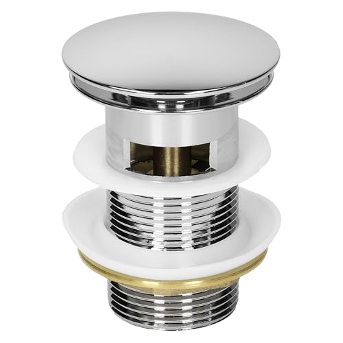 ML-Design Universal Ablaufgarnitur für Waschbecken & Waschtisch Ablaufventil mit Überlauf Messing verchromt Modernes Pop-Up Click Clack Ventil Abflussgarnitur Werkzeugloser Einbau Waschbeckenstöpsel ML-Design Universal Ablaufgarnitur für Waschbecken & Waschtisch Ablaufventil mit Überlauf Messing verchromt Modernes Pop-Up Click Clack Ventil Abflussgarnitur Werkzeugloser Einbau Waschbeckenstöpsel von ML DESIGN modern living