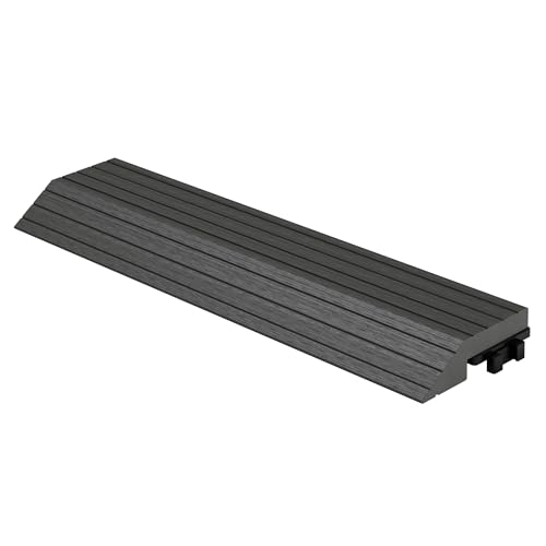 ML-Design WPC Abschlussleiste gerade Anthrazit für Terrassenfliesen, 30x2x7,5 cm, Holzoptik, WPC-Fliesen Abdeckleiste geriffelt mit Klicksystem und Drainage, Umrandung Bodenbelag Randabschlussleiste von ML DESIGN modern living