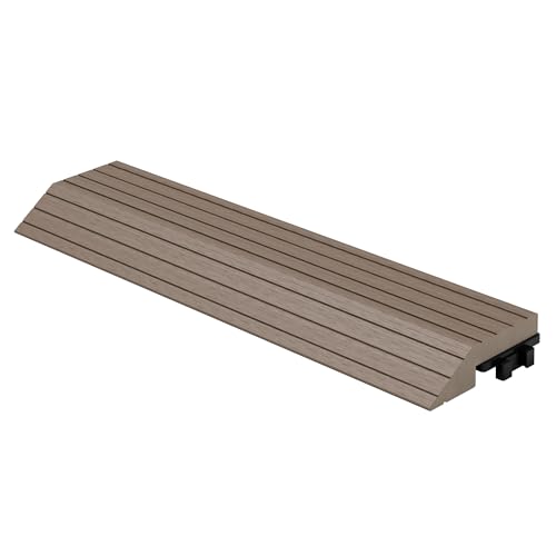 ML-Design WPC Abschlussleiste gerade Dunkelbraun für Terrassenfliesen, 30x2x7,5 cm, Holzoptik, WPC-Fliesen Abdeckleiste geriffelt mit Klicksystem & Drainage, Umrandung Bodenbelag Randabschlussleiste von ML DESIGN modern living